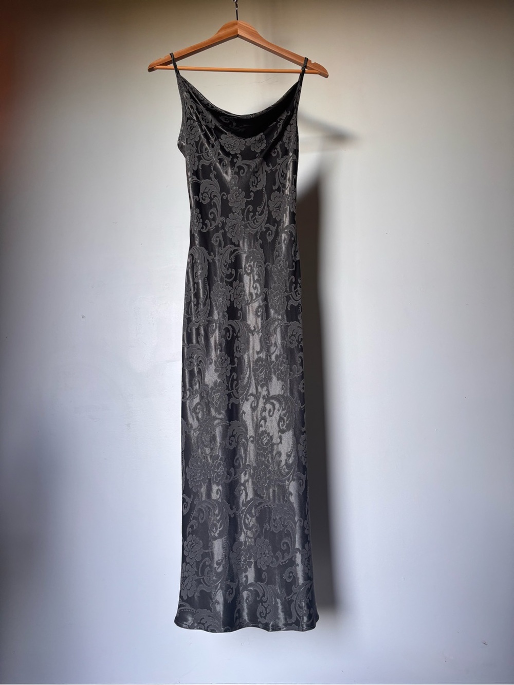 1990s/Y2K Burnout Floral Cowl Neck Slip Dress Vintage